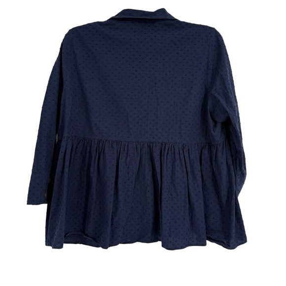 Pomander Place Tuckernuck Scarlett Top Womens Large Blue Swiss Dot Button down - Picture 2 of 10